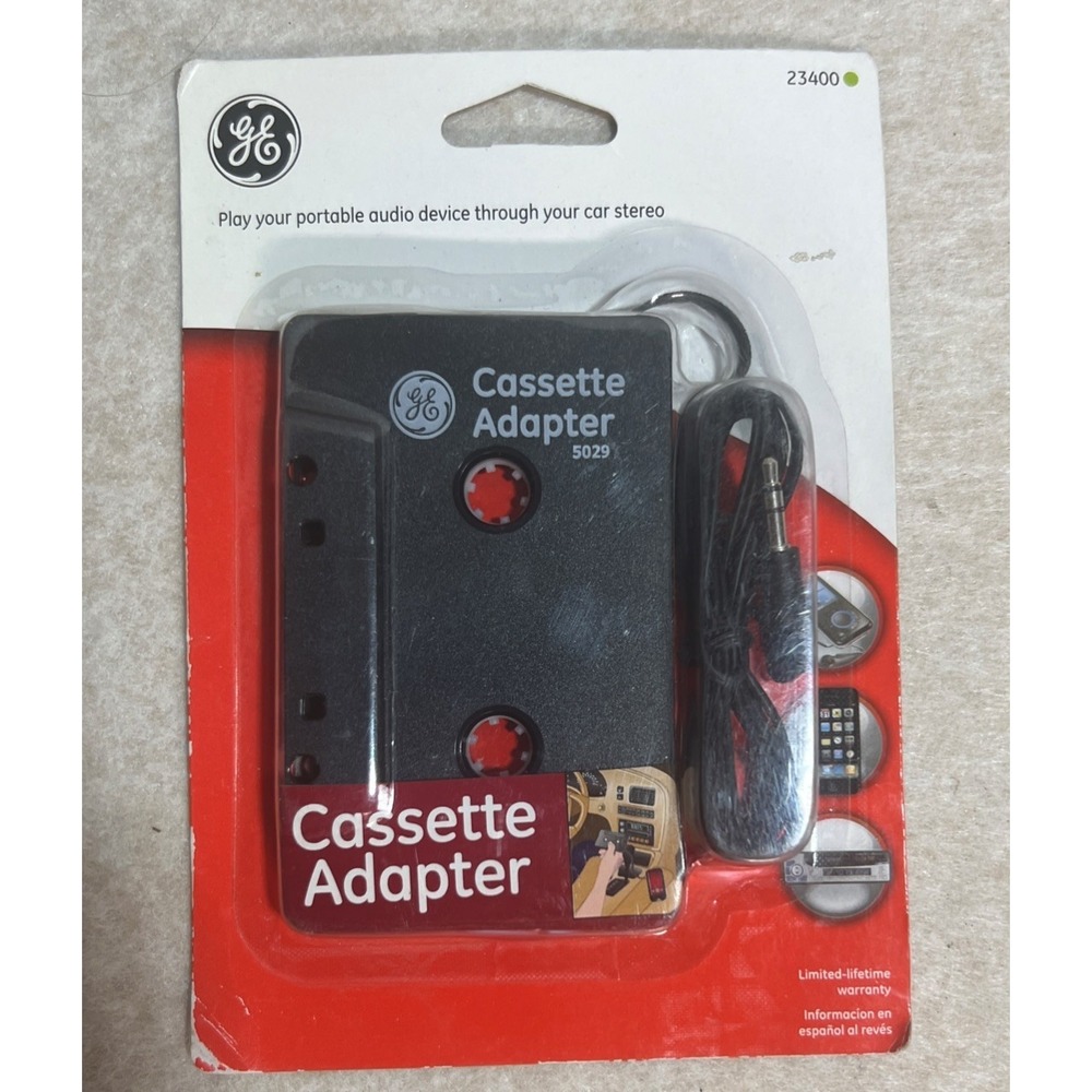New VTG Cassette Adapter GE 5029 Audio Play Tape Car Stereo Converter NIB Sealed